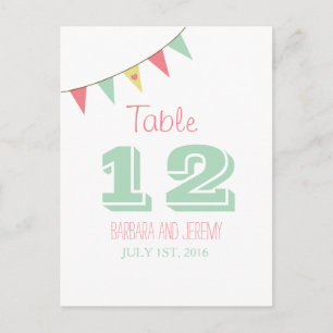 Shabby chic Bunting Bordsnummer Rosa och Mint