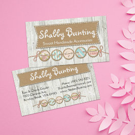 Shabby chic Bunting on Rustic White Pasent Wood Visitkort