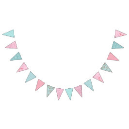 Shabby chic bunting. (Rosa och blått) Vimplar
