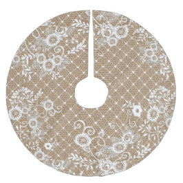 Shabby chic Burlap & Snöre Träd Skirt Julgransmatta Borstad Polyester