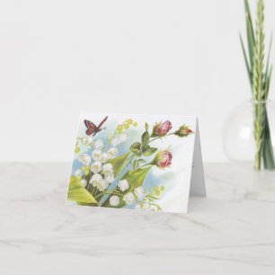 Shabby chic Butterfly, Ro och Lily i Valley Kort