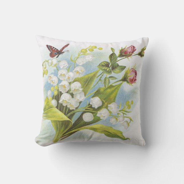 Shabby chic Butterfly, Ro och Lily i Valley Kudde (Framsida)