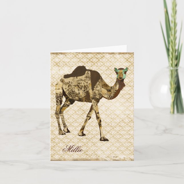 Shabby chic Camel Personlig Notecard Anteckningskort (Framsida)