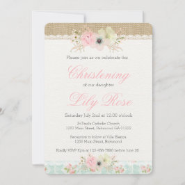 Shabby chic Christening/Baptism-inbjudan Inbjudningar
