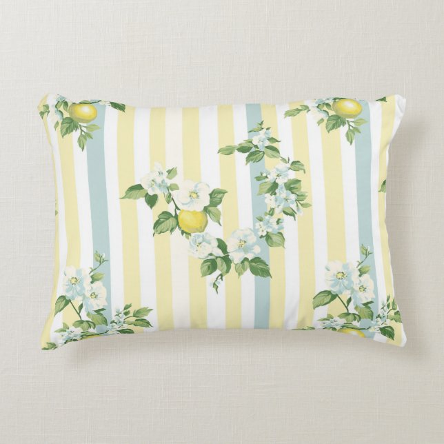 Shabby Chic Citron Blommig Serie Design #11 Prydnadskudde (Framsidan)