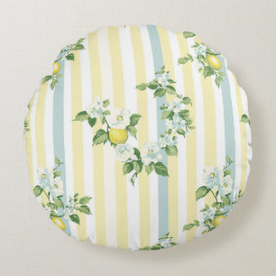 Shabby Chic Citron Blommig Serie Design #11 Rund Kudde