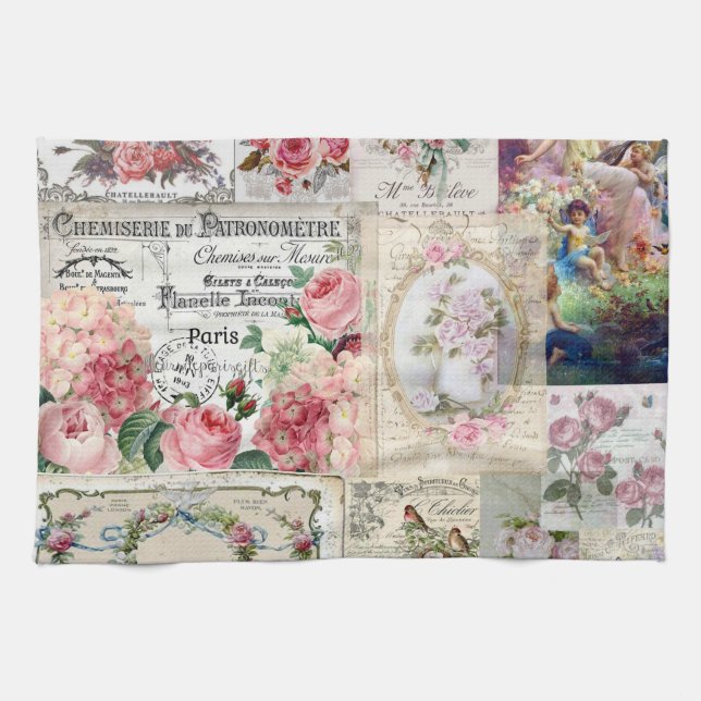 Shabby chic collage,country victorian,decoupage, b kökshandduk (Horisontell)