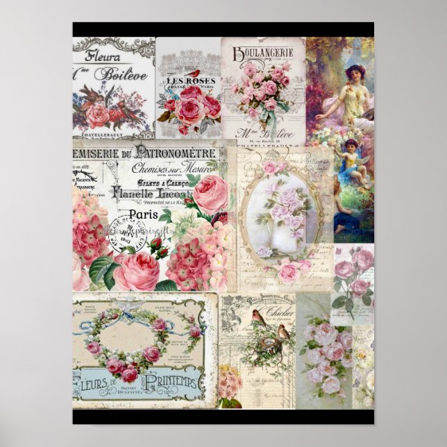 Shabby chic collage,country victorian,decoupage, b poster (Framsidan)