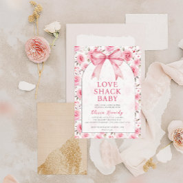 Shabby chic Coquette Rosa Kärlek Shack Baby Shower Inbjudningar