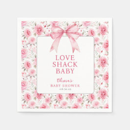 Shabby chic Coquette Rosa Kärlek Shack Baby Shower Pappersservett