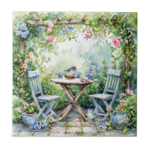 Shabby chic Cottage Garden Ceramic Tile Kakelplatta