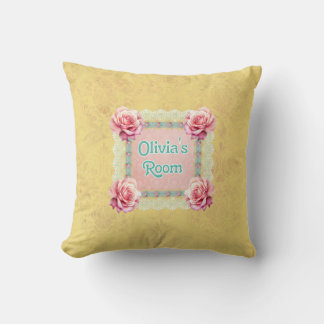 Shabby chic Damask Ro Snöre Personlig Kudde