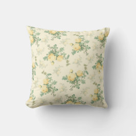Shabby chic, decor blommigt dekorativ kudde gul ro