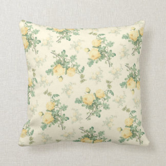 Shabby chic, decor blommigt dekorativ kudde gul ro