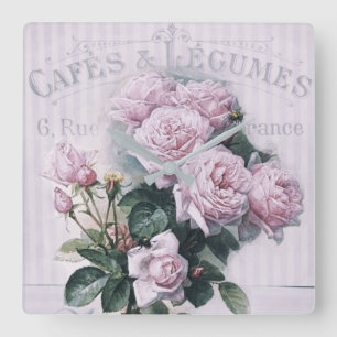 shabby chic, decoupage, victorian, fransk chic, pa fyrkantig klocka