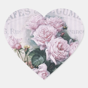 shabby chic, decoupage, victorian, fransk chic, pa hjärtformat klistermärke