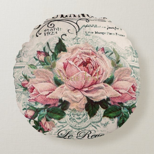 shabby chic, decoupage, victorian, fransk chic, pa rund kudde (Framsidan)