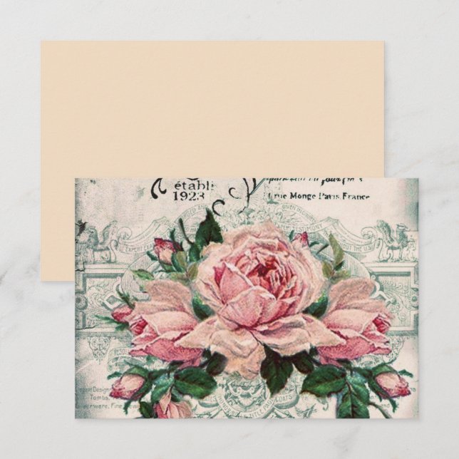 shabby chic, decoupage, victorian, fransk chic, pa tack kort (Fram/baksida)