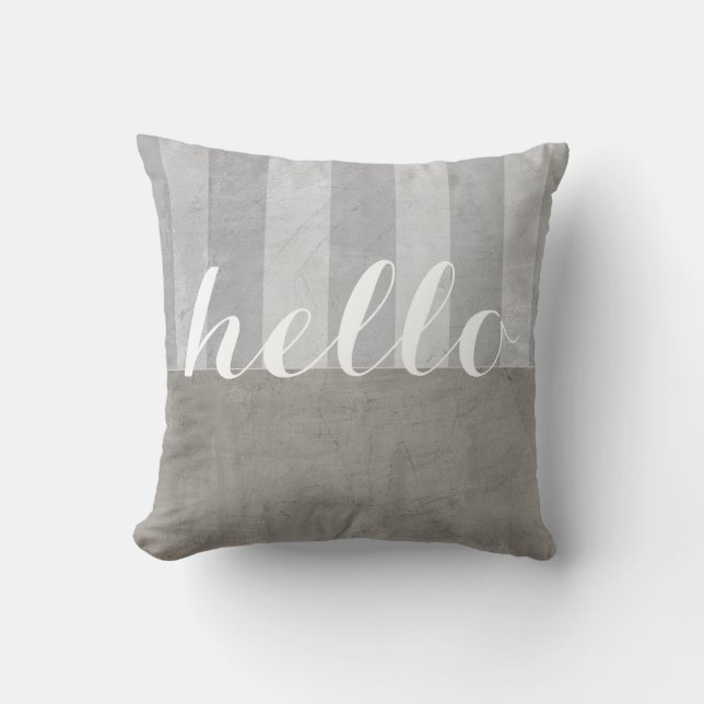 shabby chic dekorativ kudde grått och vitt med hej (Framsida)