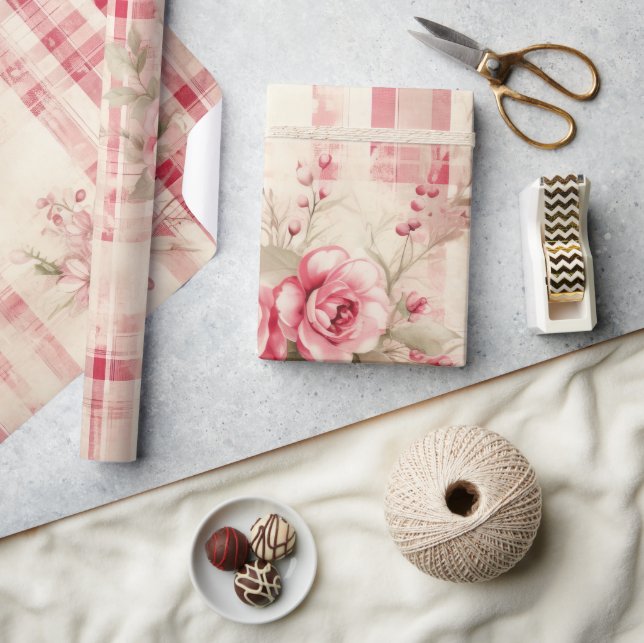 Shabby chic Disted jul Tartan Presentpapper (Hantverk)