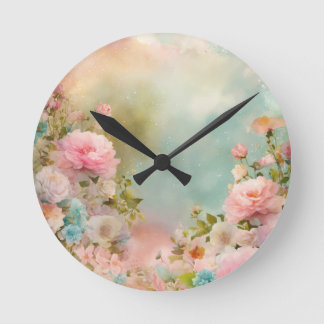 Shabby chic drömmande pastel färg rund väggklocka