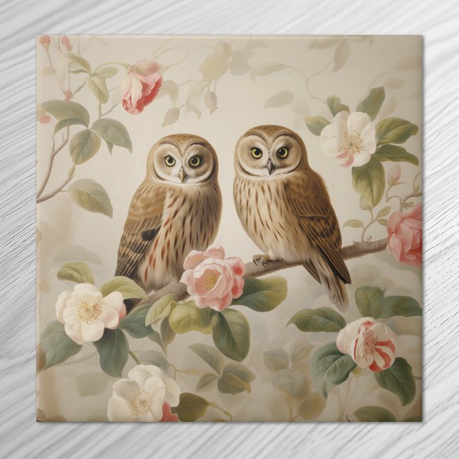 Shabby chic Elegant Uggla Kakelplatta (Skapare uppladdad)