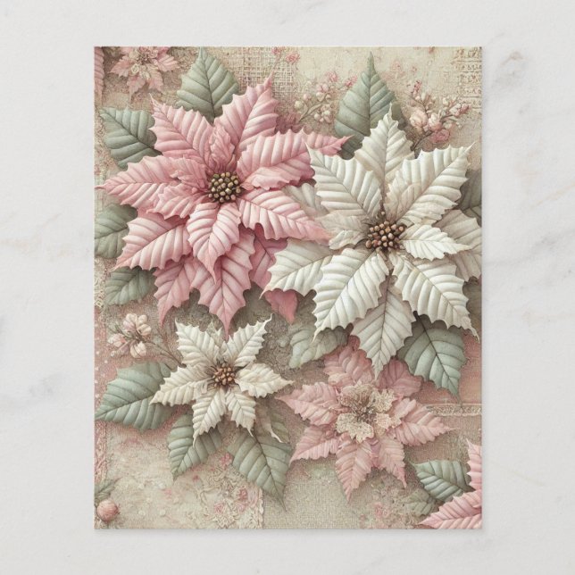Shabby chic Fabric Poinsettia Scrapbook Papper (Framsida)