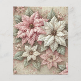 Shabby chic Fabric Poinsettia Scrapbook Papper