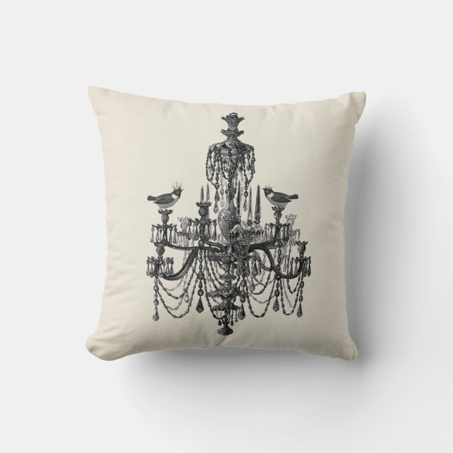 Shabby chic Faux linen Elegant chandelier Kudde (Framsida)