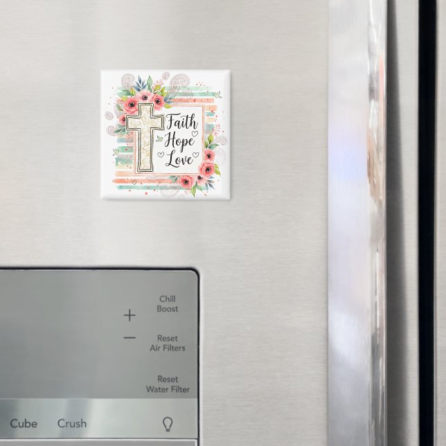 Shabby Chic floral Faith Hope Love Magnet (In Situ (Fridge))
