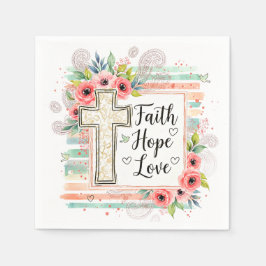 Shabby Chic floral Faith Hope Love Pappersservett