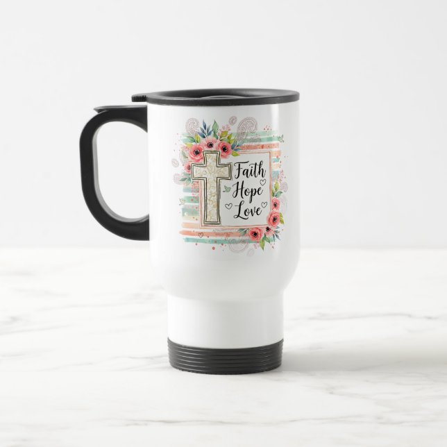 Shabby Chic floral Faith Hope Love Resemugg (Vänster)