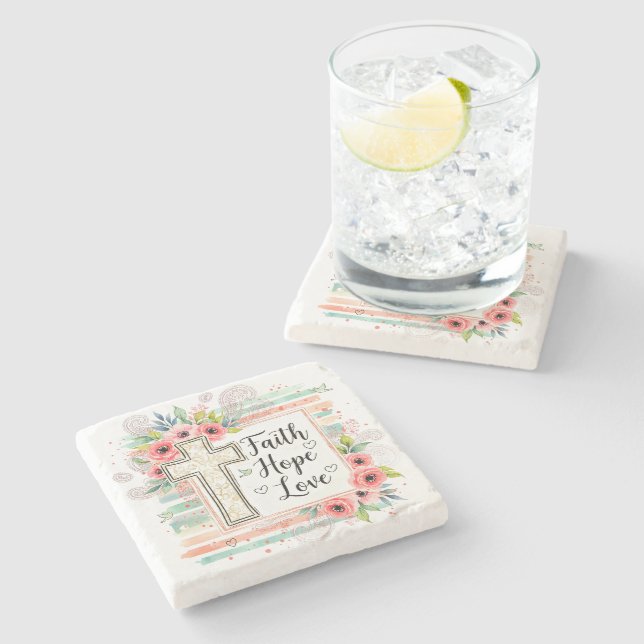 Shabby Chic floral Faith Hope Love Stenunderlägg (Sidan)