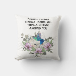Shabby chic flowers art and selflove quote kudde