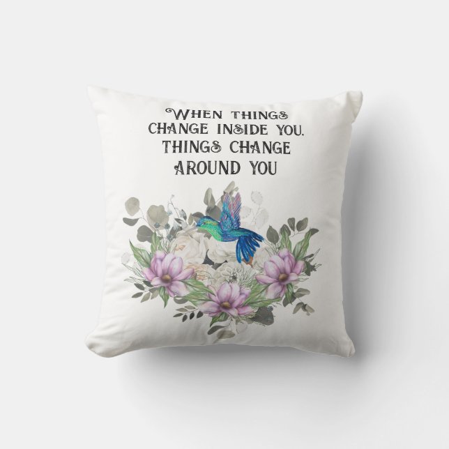 Shabby chic flowers art and selflove quote kudde (Framsida)