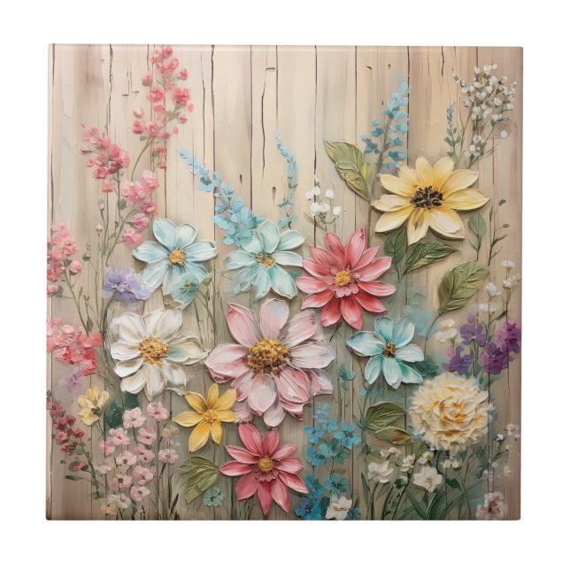 Shabby chic Flowers Tile Kakelplatta (Framsidan)