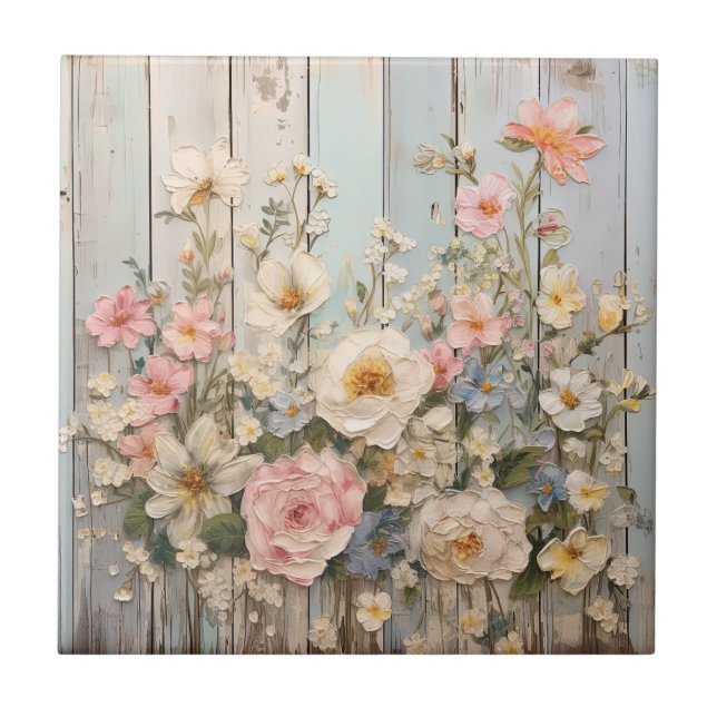 Shabby chic Flowers Tile Kakelplatta (Framsidan)