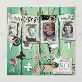 Shabby chic Foto 80:e Födelsedagsfest inbjudan