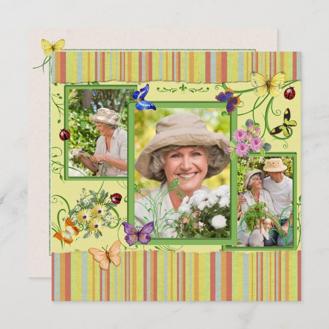 Shabby chic Foto Födelsedagsfest inbjudan (Fram/baksida)