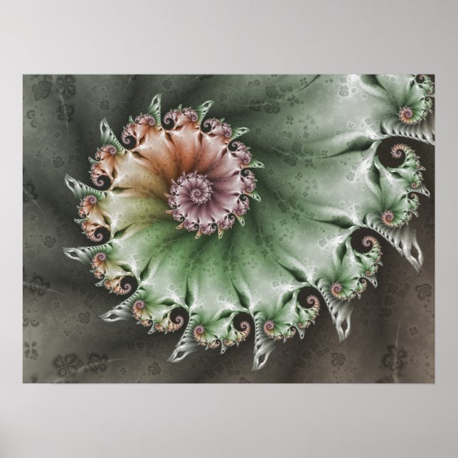 Shabby chic Fractal Mönster Poster (Framsidan)