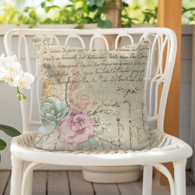Shabby Chic Fransk Landstil Blommig Kudde (Skapare uppladdad)