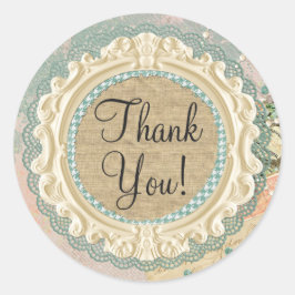 Shabby chic Fransk Ram Vintage Shop Tack Runt Klistermärke