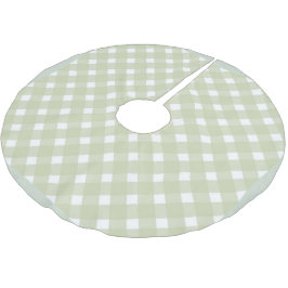 Shabby chic Gingham Pastel Grönt Mix Julgransmatta Borstad Polyester