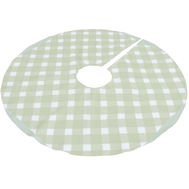 Shabby chic Gingham Pastel Grönt Mix Julgransmatta Borstad Polyester (Vinklad)