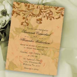 Shabby chic Golden Peonies Boho Bröllop Vykort