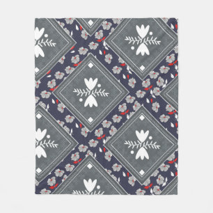 Shabby chic Grått Bandannas & Retro Flowers Fleecefilt