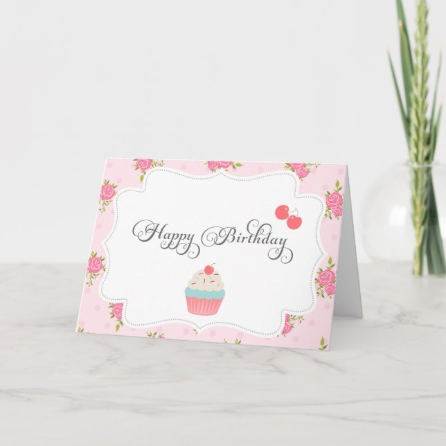 Shabby chic Grattis på födelsedagen-kort Kort (Framsida)