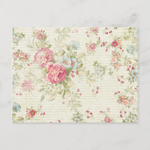 Shabby chic grunge rosa blommönster vykort