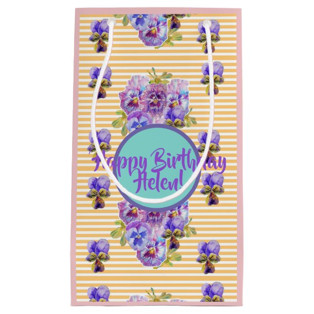 Shabby Chic Gulrandiga blommor Blommig presentbag (Framsidan)