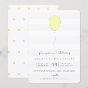 Shabby chic Gult Ballon Birthday Inbjudningar